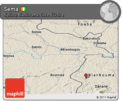 Shaded Relief Panoramic Map of Sema