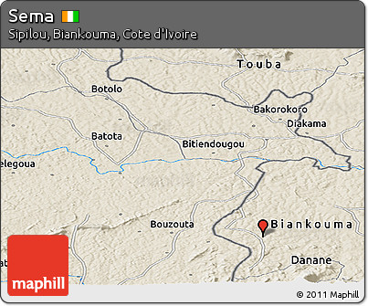 Shaded Relief Panoramic Map of Sema