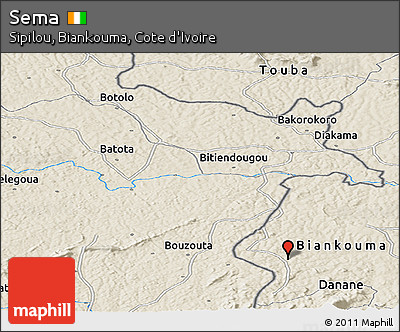 Shaded Relief Panoramic Map of Sema