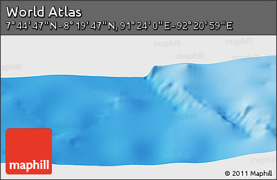 Physical Panoramic Map of the Area around 8° 2' 17" N, 91° 52' 30" E