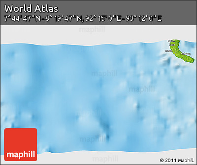 Physical 3D Map of the Area around 8° 2' 17" N, 92° 43' 29" E