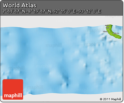 Physical 3D Map of the Area around 8° 2' 17" N, 92° 43' 29" E