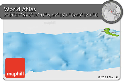 Physical Panoramic Map of the Area around 8° 2' 17" N, 92° 43' 29" E