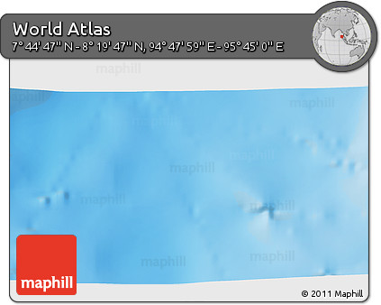Physical 3D Map of the Area around 8° 2' 17" N, 95° 16' 30" E