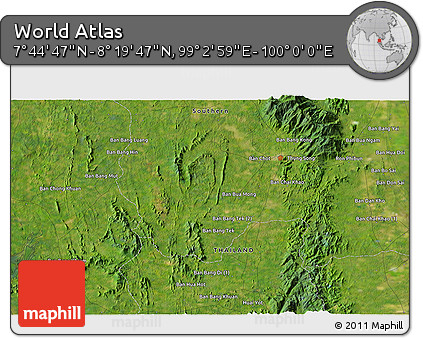 Satellite 3D Map of the Area around 8° 2' 17" N, 99° 31' 30" E