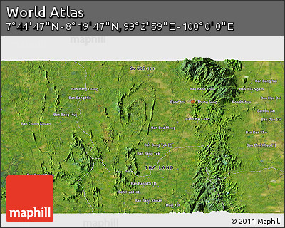 Satellite 3D Map of the Area around 8° 2' 17" N, 99° 31' 30" E