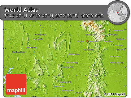 Physical Map of the Area around 8° 2' 17" N, 99° 31' 30" E