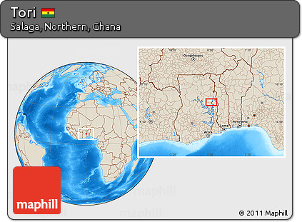 Shaded Relief Location Map of Tori