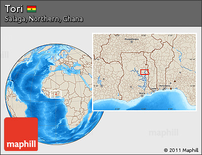 Shaded Relief Location Map of Tori