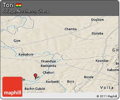 Shaded Relief Panoramic Map of Tori