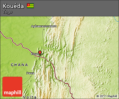 Physical 3D Map of Kouéda