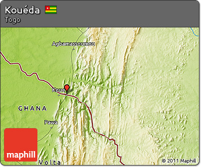 Physical 3D Map of Kouéda