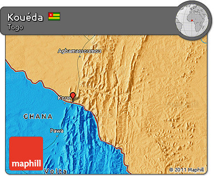Political 3D Map of Kouéda