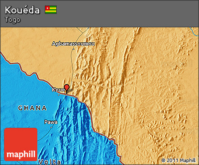 Political 3D Map of Kouéda