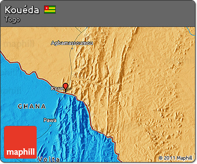 Political 3D Map of Kouéda