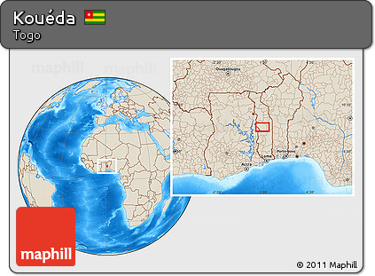 Shaded Relief Location Map of Kouéda