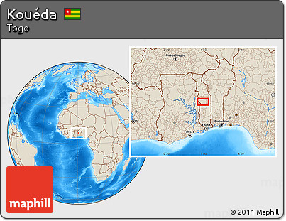 Shaded Relief Location Map of Kouéda