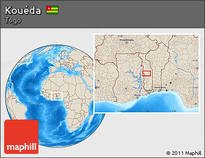 Shaded Relief Location Map of Kouéda