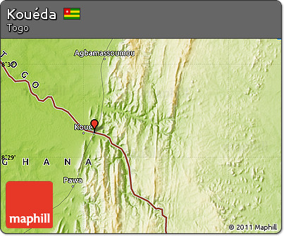 Physical Map of Kouéda