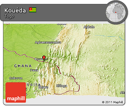 Physical Panoramic Map of Kouéda