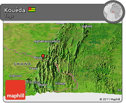 Satellite Panoramic Map of Kouéda