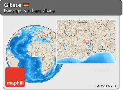 Shaded Relief Location Map of Gitase