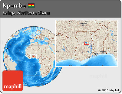 Shaded Relief Location Map of Kpembe