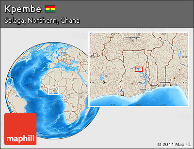 Shaded Relief Location Map of Kpembe