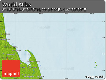 Physical Map of the Area around 8° 33' 36" N, 100° 22' 30" E