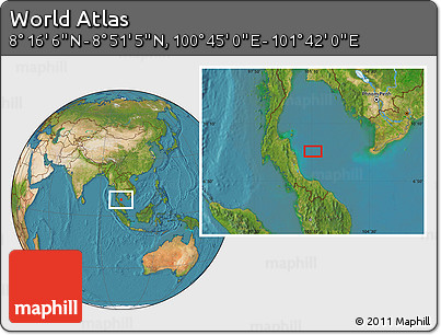 Satellite Location Map of the Area around 8° 33' 36" N, 101° 13' 29" E