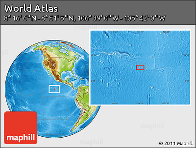 Physical Location Map of the Area around 8° 33' 36" N, 106° 10' 30" W