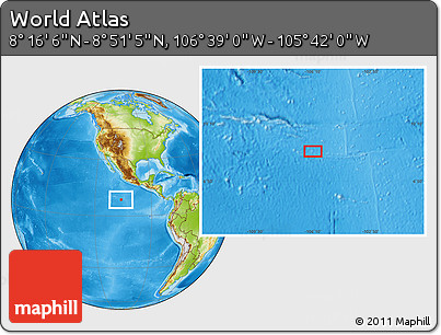 Physical Location Map of the Area around 8° 33' 36" N, 106° 10' 30" W
