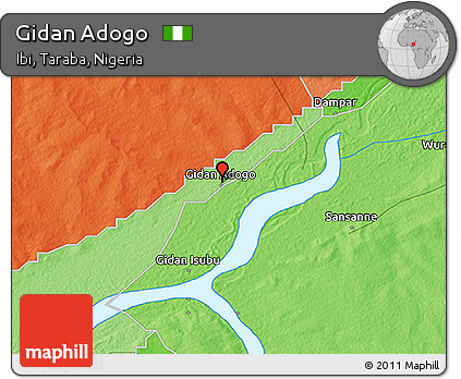Political 3D Map of Gidan Adogo