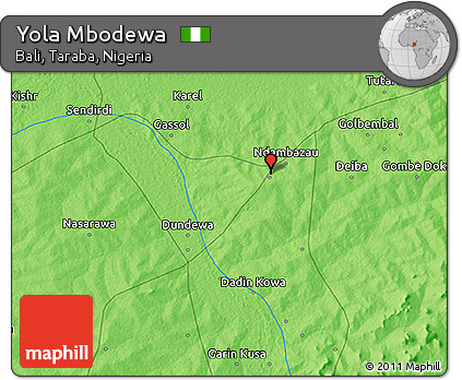 Political 3D Map of Yola Mbodewa