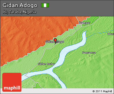 Political 3D Map of Gidan Adogo