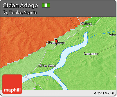 Political 3D Map of Gidan Adogo