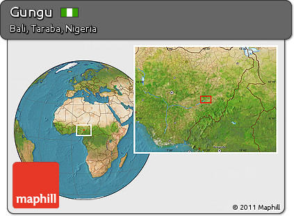 Satellite Location Map of Gungu