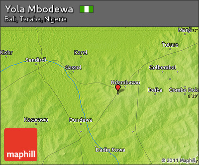 Physical Map of Yola Mbodewa