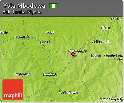 Physical Map of Yola Mbodewa
