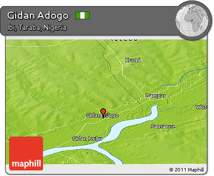 Physical Panoramic Map of Gidan Adogo