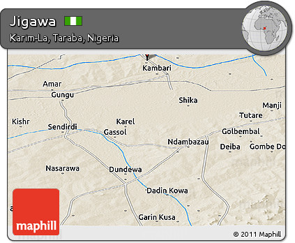 Shaded Relief Panoramic Map of Jigawa