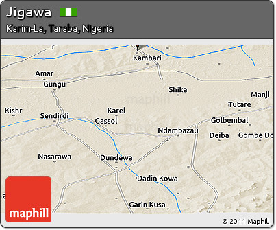 Shaded Relief Panoramic Map of Jigawa