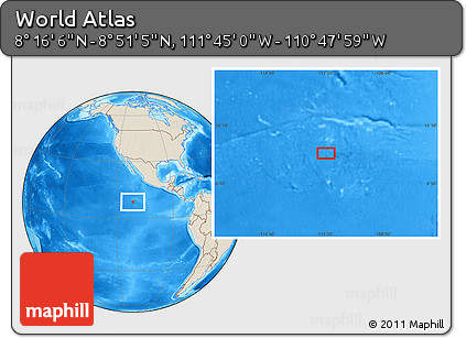 Shaded Relief Location Map of the Area around 8° 33' 36" N, 111° 16' 30" W