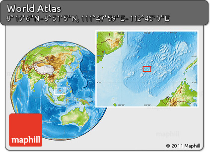 Physical Location Map of the Area around 8° 33' 36" N, 112° 16' 30" E