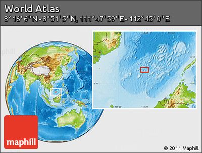 Physical Location Map of the Area around 8° 33' 36" N, 112° 16' 30" E
