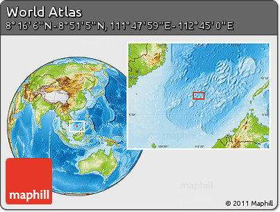 Physical Location Map of the Area around 8° 33' 36" N, 112° 16' 30" E