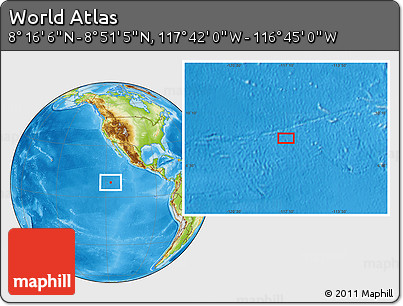 Physical Location Map of the Area around 8° 33' 36" N, 117° 13' 29" W