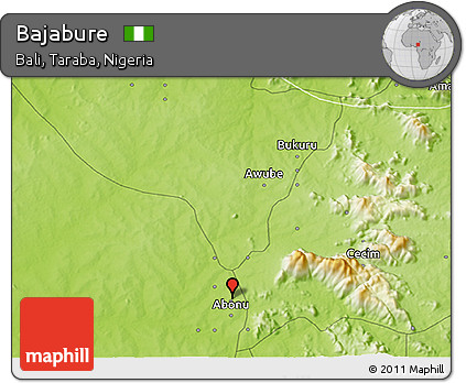 Physical 3D Map of Bajabure
