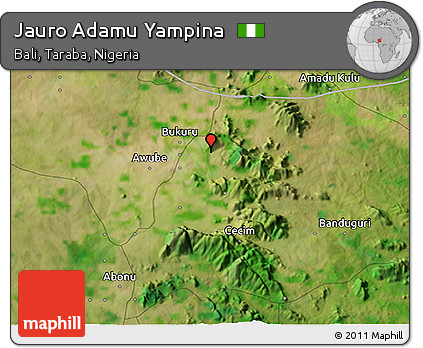 Satellite 3D Map of Jauro Adamu Yampina