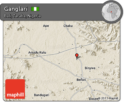 Shaded Relief 3D Map of Ganglari